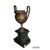 Pair of bronze-type metal vases with marble base, late 1800s