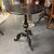 Antique round Tuscan coffee table lacquered in black and gold, painted. Early 1800s. Diameter 57 cm, height 80 cm.