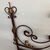 Elegant antique wrought iron double bed headboard. Gold and purple, circa 1930. Dimensions: cm180 . h 155