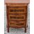 Shaped bedside table with three drawers in walnut with rosewood threads – Central Italy, mid