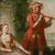 Pittore francese (XVIII sec.) - Suonatore di flauto e cane.