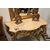 Consolle di epoca 700 in legno dorato ed intagliato con piano di marmo
