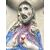 Acquasantiera in maiolica con motivi floreale I putti in rilievo e figura di Cristo al centro.Manifattura di Grottaglie,Puglia.