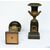 Pair of Charles X antique cassolettes/vases in gilded bronze and patinated bronze. France, early 19th century.