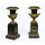 Pair of Charles X antique cassolettes/vases in gilded bronze and patinated bronze. France, early 19th century.