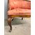 Antique walnut tub armchair, 1940s Art Deco style, silk upholstery, 66x50x50cm