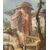 Pittore italiano (XVIII sec.) - Paesaggio con rovine e personaggi.