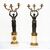 Pair of Charles X candlesticks/Flambeaux in patinated bronze and white statuary marble. France, early 19th century.