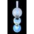 Milk glass oil lamp with light blue decoration and floral motifs. Kosmos Brenner manufacture. Germany.