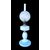 Milk glass oil lamp with light blue decoration and floral motifs. Kosmos Brenner manufacture. Germany.