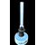 Milk glass oil lamp with light blue decoration and floral motifs. Kosmos Brenner manufacture. Germany.