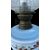 Milk glass oil lamp with light blue decoration and floral motifs. Kosmos Brenner manufacture. Germany.