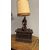Antica scultura a lampada in legno cinese personaggio '900, 70x36cm