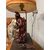 Antica scultura a lampada in legno cinese personaggio '900, 70x36cm