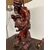 Antica scultura a lampada in legno cinese personaggio '900, 70x36cm