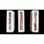 Three architectural elements in marble with a white frame and a variegated red central section.