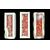 Three architectural elements in marble with a white frame and a variegated red central section.