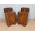 Pair of original Art Deco bedside tables in blond walnut and burr walnut, 1930-40
