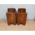 Pair of original Art Deco bedside tables in blond walnut and burr walnut, 1930-40