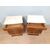 Pair of large original Art Deco walnut and parchment bedside tables, 1930-40 Pair of large original Art Deco walnut and parchment bedside tables, 1930-40