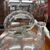 Antique 18th-century blown glass holy water pitcher. Dimensions H 32 W 23.
