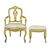Armchair and footstool in carved and lacquered wood. Venice, 19th-20th century.
