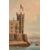 Italian painter (early 20th century) - Trieste, view of Miramare Castle with the Italian flag.