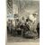 Antique etching '800 Celestino Turletti. Welcome Uncle, 44x32cm