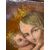 Antico dipinto Vergine e Bambino, XIX sec, 74x58cm