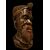 Large 19th Century Wooden Sculpture: Head of an African Man with Golden Decorations