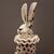 Ceramic rabbit painted with Pierrot costume
