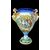 Grande vaso in maiolica a decoro istoriato con colonna lignea.Molaroni ,Pesaro.