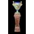 Grande vaso in maiolica a decoro istoriato con colonna lignea.Molaroni ,Pesaro.