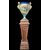 Grande vaso in maiolica a decoro istoriato con colonna lignea.Molaroni ,Pesaro.