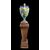 Grande vaso in maiolica a decoro istoriato con colonna lignea.Molaroni ,Pesaro.