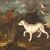 Antique painting from 18th century landscape with dog