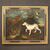 Antique painting from 18th century landscape with dog