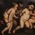 Italian antique painting cherub games from the 17th century