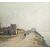 Antique oil on canvas painting with contemporary frame signed "Nicolas De Corsi 1882-1956" depicting a coastal strip.