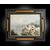 Antique oil painting on canvas with coeval frame signed "Nicolas De Corsi 1882-1956" depicting a view of the Amalfi Coast.