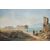 Coppia di Gouaches antichi Napoletani raffigurante i templi di Paestum e veduta della penisola Sorrentina 19secolo.
