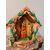 Contemporary painted wood artwork, Nativity scene with Jesus, 56x57x30cm