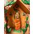 Contemporary painted wood artwork, Nativity scene with Jesus, 56x57x30cm