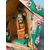 Contemporary painted wood artwork, Nativity scene with Jesus, 56x57x30cm