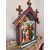 Contemporary 20th century artwork, wood sculpture and Nativity hut, 64x46x23cm