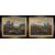 Pair of antique oil on canvas paintings with contemporary frames depicting Ponte Mammolo and a Roman landscape with ruins, attributed to "Domenico Brandi." Naples, early 18th century.