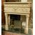 chp218 richly carved stone fireplace, epoch 800, larg. cm 158 xh 168     