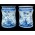 Pair of majolica albarello vases decorated with figures in a rural setting. Lantern signature. Savona.