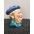 Scatola tabacchiera in terraglia raffigurante testa maschile con basco.Francia