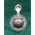 Silver tea strainer with pastoral and floral scenes. Holland.     